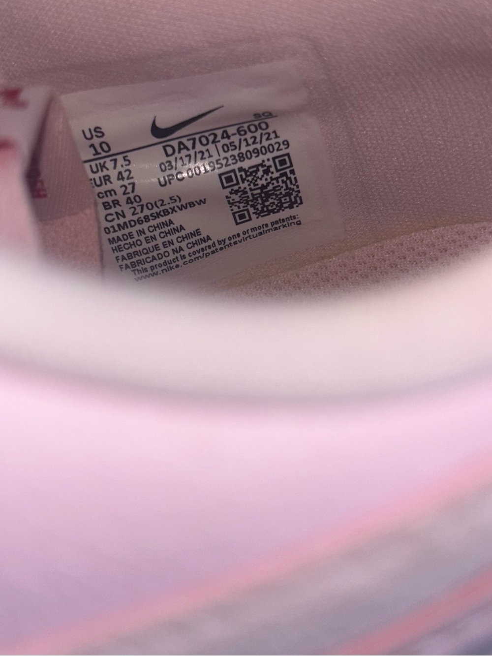 Nike Air Force 1 Fontanka Pastel Pink Valentines Sneakers Womens Size 10 AF1 Low - Picture 10 of 13